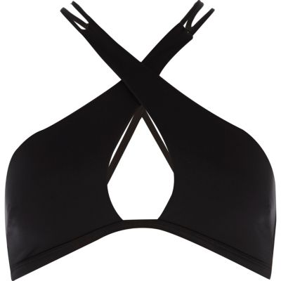 Black moulded halter neck bikini top